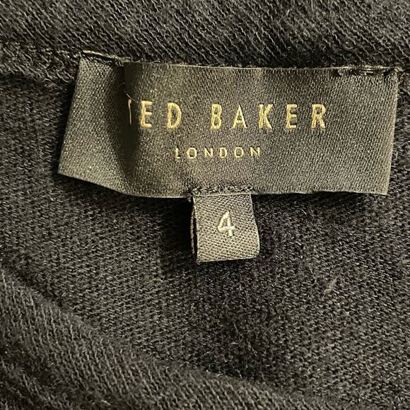 Ted Baker Kathley Top‎ Black Cotton Linen Blend Ruffled SZ 4 US 10 Sleeveless - Picture 4 of 10